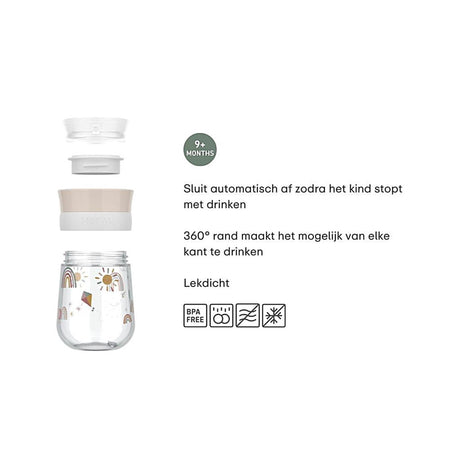 Kubek do picia Mepal mio 360° mały holenderski - 300 ml - łatwy do trzymania - zastawa stołowa dla dzieci - leśni przyjaciele