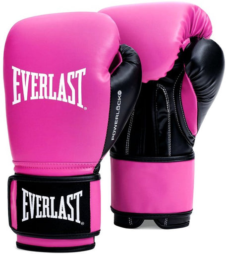 Rękawice Everlast Powerlock i treningowe (kick)boxingowe na rzep, różowo-czarne, 10 uncji