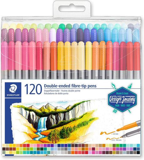Staedtler design travel - kolorowe markery dwupunktowe - zestaw 120 szt