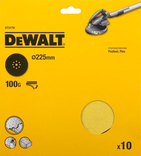 Dewalt dt3179-qz - krążki szlifierskie - k100 - 225mm - 9 otworów