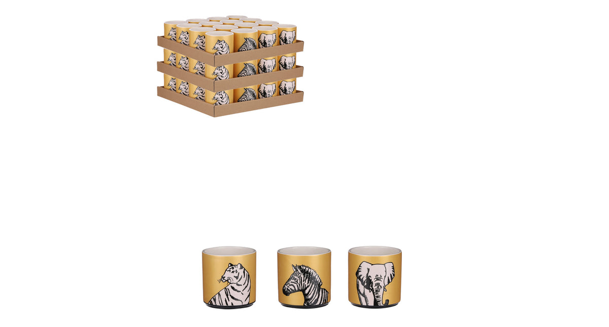 Pot dier goud 3 assorti op display - h10xd10cm - per stuk