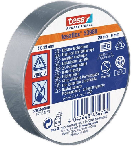 Profesjonalna taśma izolacyjna tesa tesa 19mm - 20 metrów - szara