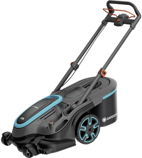 Gardena powermax duo 46 36v p4a Gotowy do użycia zestaw do kosiarki akumulatorowej akumulator w komplecie. 2 baterie, w tym. ładowarka z grzebieniem do trawy, regulowana