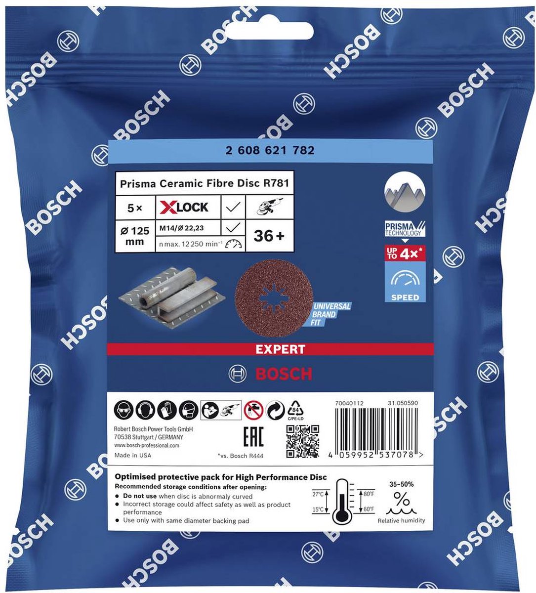 Pryzmat ekspercki Bosch R781 - dysk fibrowy - 125mm - x-lock - p36