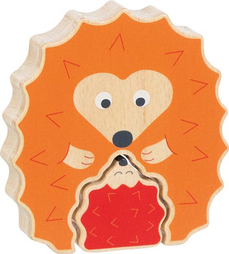 Puzzle Goki: Jeż 10x2,1x11cm, puzzle na stojąco, 2-częściowe, drewno, 1+