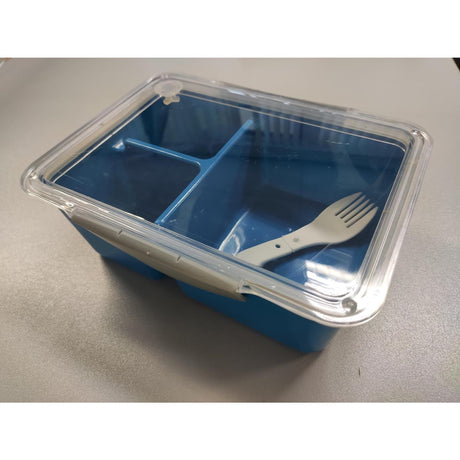 Pudełko śniadaniowe ze składanym widelcem 20x15x7cm, zamrażarka i kuchenka mikrofalowa, kolor benzynowy
