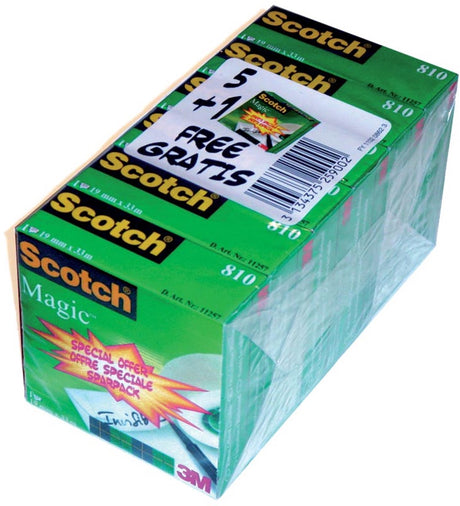 Taśma klejąca Scotch magiczna taśma o wymiarach 19 mm x 33 m opakowanie 6 rolek