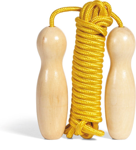 Skakanka Bs Toys żółta z drewnianymi rączkami