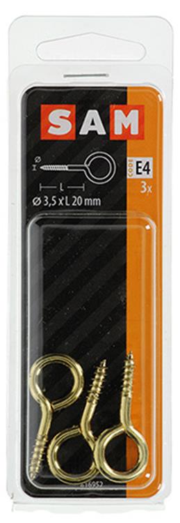 Mack 1019694 - oczko śrubowe mosiężne 3 szt. 3,5 x 20mm | 10 sztuk
