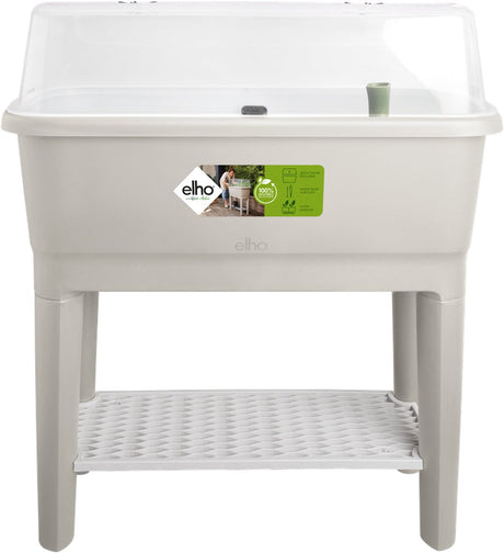 Elho noa kweektafel 80 - kweekbak op poten met deksel - waterreservoir - ø 78.5 x h 34.2 cm - warm grijs