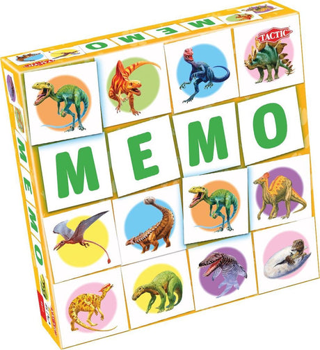 Taktyka Memo Dinozaury - gra typu Memo - znajdź odpowiednie pary - kolorowe dinozaury i prehistoryczne gady - edukacyjna gra planszowa dla dzieci i rodzin - od 2 do 6 graczy - od 3 lat