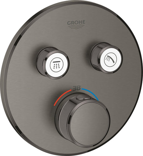 Grohe Grohtherm smartcontrol termostatyczna bateria natryskowa - podtynkowa bateria mieszająca - z przełącznikiem - okrągła - szczotkowany twardy grafit (matowy ciemnoszary)