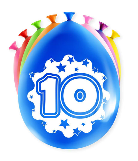 Balony z cyframi Paperdreams - 10 lat 8 sztuk 30cm