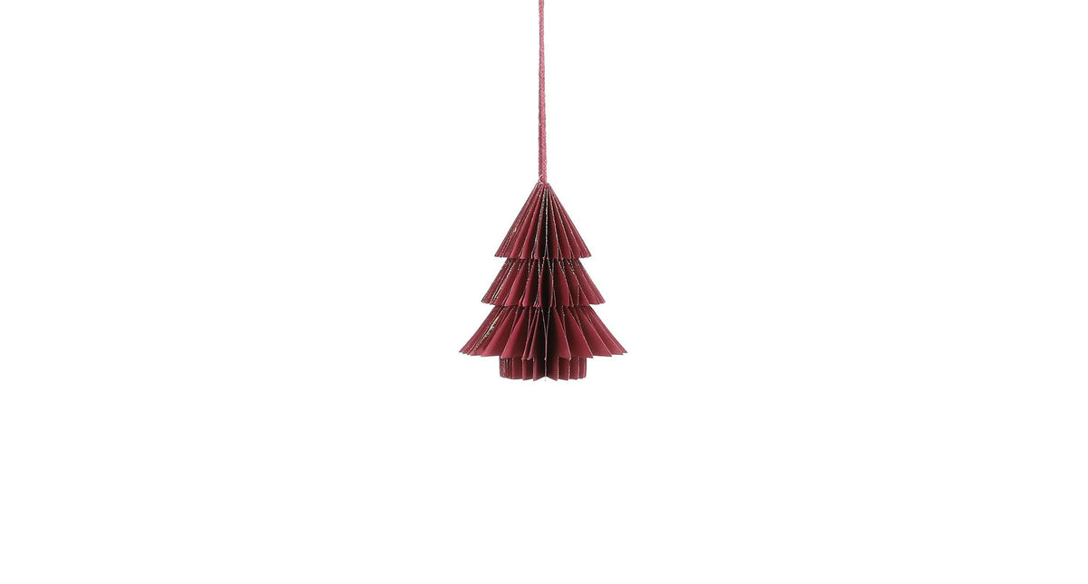 Ornament boom recycled paper rood - h10xd9cm