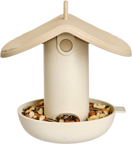 Elho cosy vogelvoederhuis - 100% gerecycled plastic - l17.8 x b17.8 x h23.3 cm - paddenstoel beige