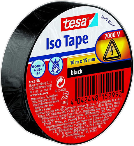 Tesa 56192-00010-22 taśma izolacyjna czarna (dł. x szer.) 10 m x 15 mm 1 szt.