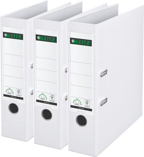 Segregator Leitz 180° pp A4 - szerokość grzbietu 80mm - opakowanie wartościowe (3 sztuki) - biały
