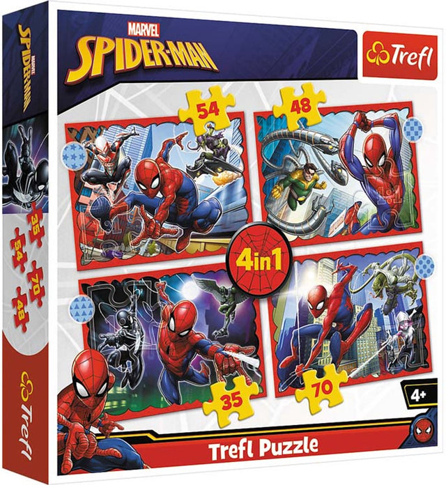 Puzzle Trefl Spider-Man 4 w 1 - kartonowe puzzle Disney Marvel dla dzieci.