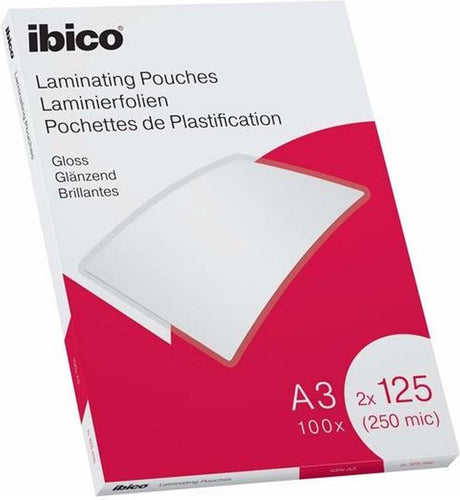 Folie do laminowania Ibico - na dokumenty A3 - 2 x 125 mikronów - 100 sztuk - błyszczące