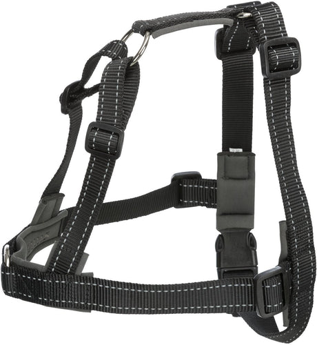 Szelki dla psa Trixie - neoprenowe regulowane czarne 65-105x2,5cm - szelki treningowe z elementami odblaskowymi