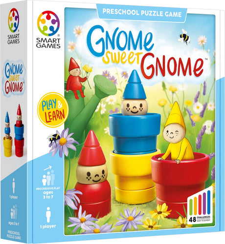 Smartgames gnome słodki gnom - drewniana gra logiczna - 48 edukacyjnych wyzwań wyszukiwania - gra solo dla małych dzieci - od 3 lat