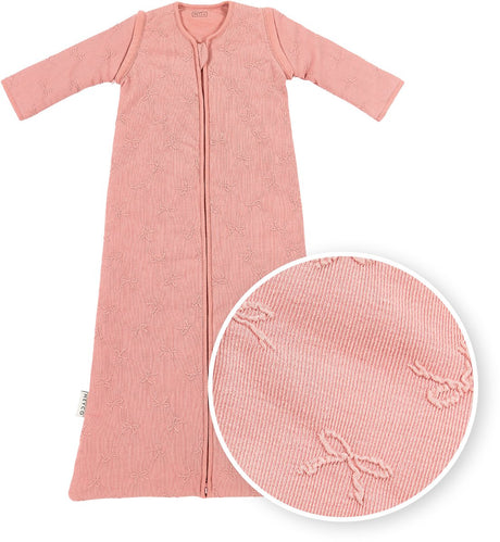 Śpiworek dziecięcy Meyco Baby Studio z kokardką i odpinanymi rękawami - różowy - 70cm - 2,5 tog