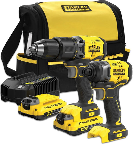 Stanley Fatmax v20 - zestaw wiertarko-wkrętarek akumulatorowych - 18v - bezszczotkowy - 2x2.0ah
