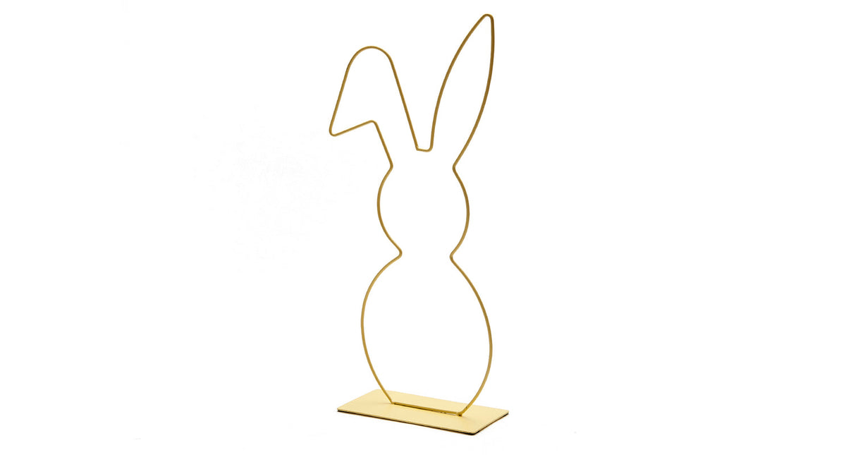 Metal bunny on base 21x50cm yellow