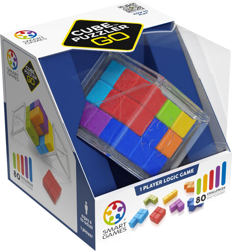 Smartgames Cube Puzzler Go - Gra logiczna 3D - 80 edukacyjnych wyzwań związanych z kostkami - Kompaktowa gra podróżna z łamigłówką IQ - od 8 lat