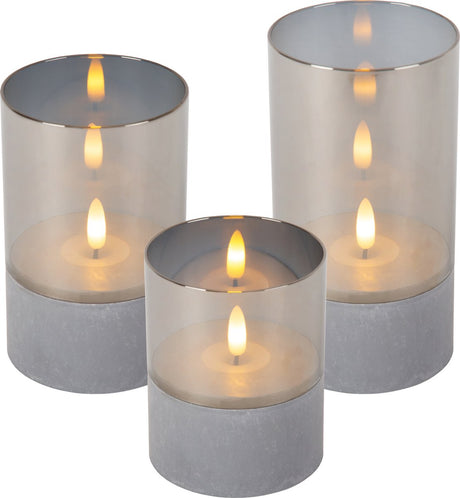 Lucide velas - lampa stołowa - baterie - ø 8 cm - led - 3x0,2w 2700k - fumé - zestaw 3 szt.