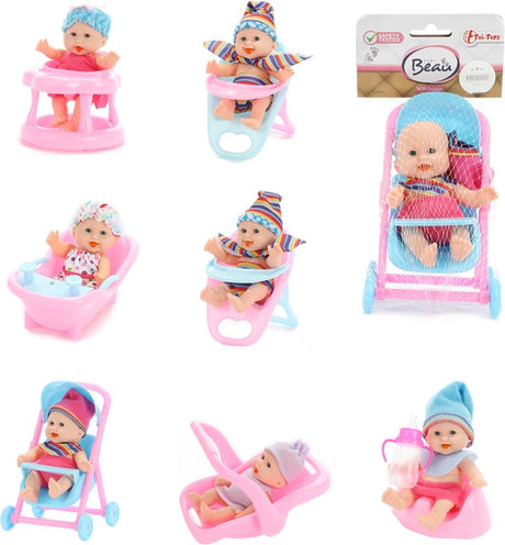 Beau-beau baby Beau mini laleczka siedząca, 12 cm