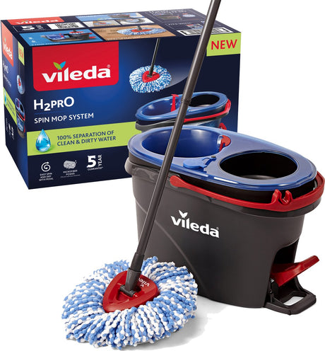 System mopa obrotowego Vileda h2pro - kompletny zestaw mopa z wiadrem i pedałem - 2 oddzielne zbiorniki na wodę - zawsze czysta woda