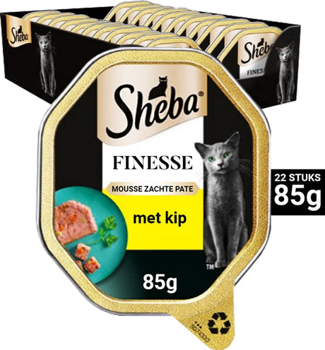 Karma dla kota Sheba - finezyjny mus - kurczak - opakowania 22x85g