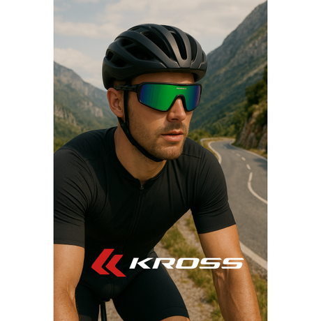 Okulary rowerowe Kross z błyskiem i polaryzacją UV400 - oprawka czarna