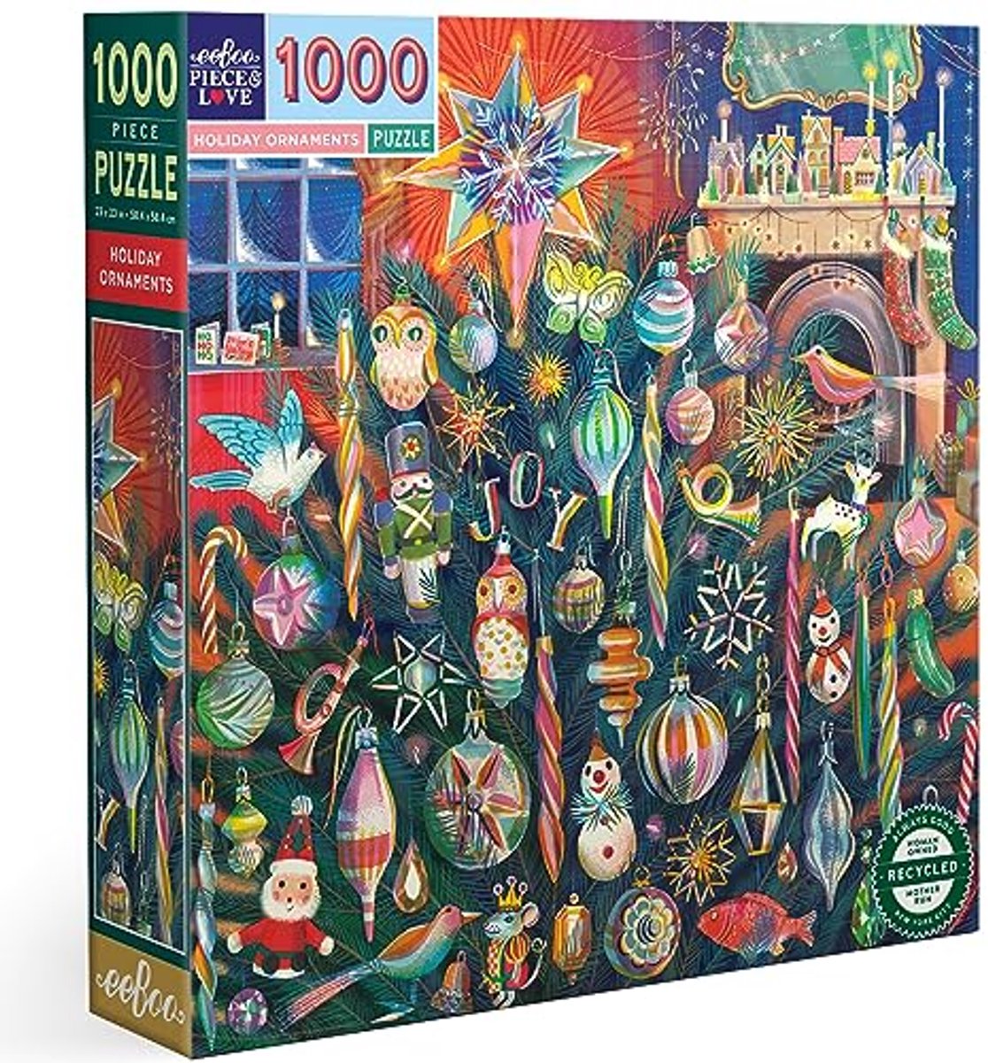 Puzzle Eeboo ozdoby świąteczne 1000 elementów Puzzle świąteczne.