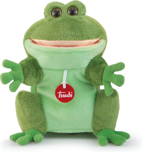 Trudi - rękawiczka kukiełkowa, żaba kukiełkowa 28 cm - ręcznie robiona we Włoszech - miękki plusz - przytulanka dla chłopców i dziewcząt - zielony - 19x23x15 cm rozmiar s