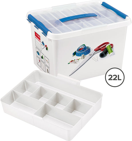 Pudełko do szycia Sunware q-line 22l z wkładem - 40x30x26 cm - bez zawartości