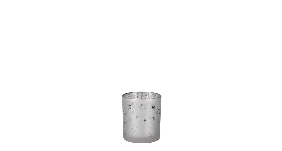 Theelicht houder ster wit - h10xd9cm