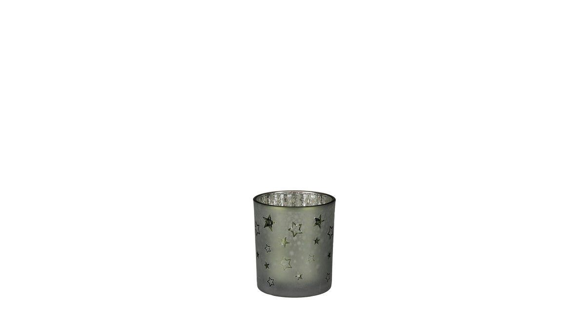 Theelicht houder ster groen - h10xd9cm