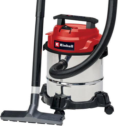 Odkurzacz elektryczny Einhell do pracy na mokro i na sucho tc-vc 1812 1 s - 1250 w - 180 mbar - 12 l - w zestawie. różne akcesoria