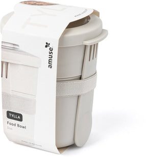 Amuse Tylla Duo Oat Lunch Box - 150ml + 450ml - Kubek jogurtowy na wynos - Doskonale zamykany kubek na musli z łyżką - Szczelny pojemnik na lunch - Kubek na zupę bez BPA - beżowy
