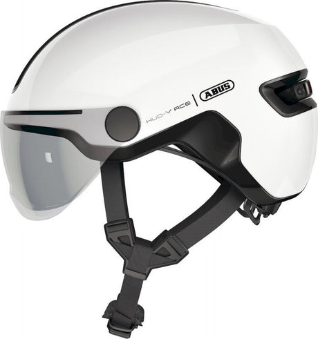 Kask rowerowy Abus hud-y ace błyszczący biały s - 51-55 cm - biały - nadaje się do użytku na rowerach elektrycznych - rowerach miejskich - 400 g