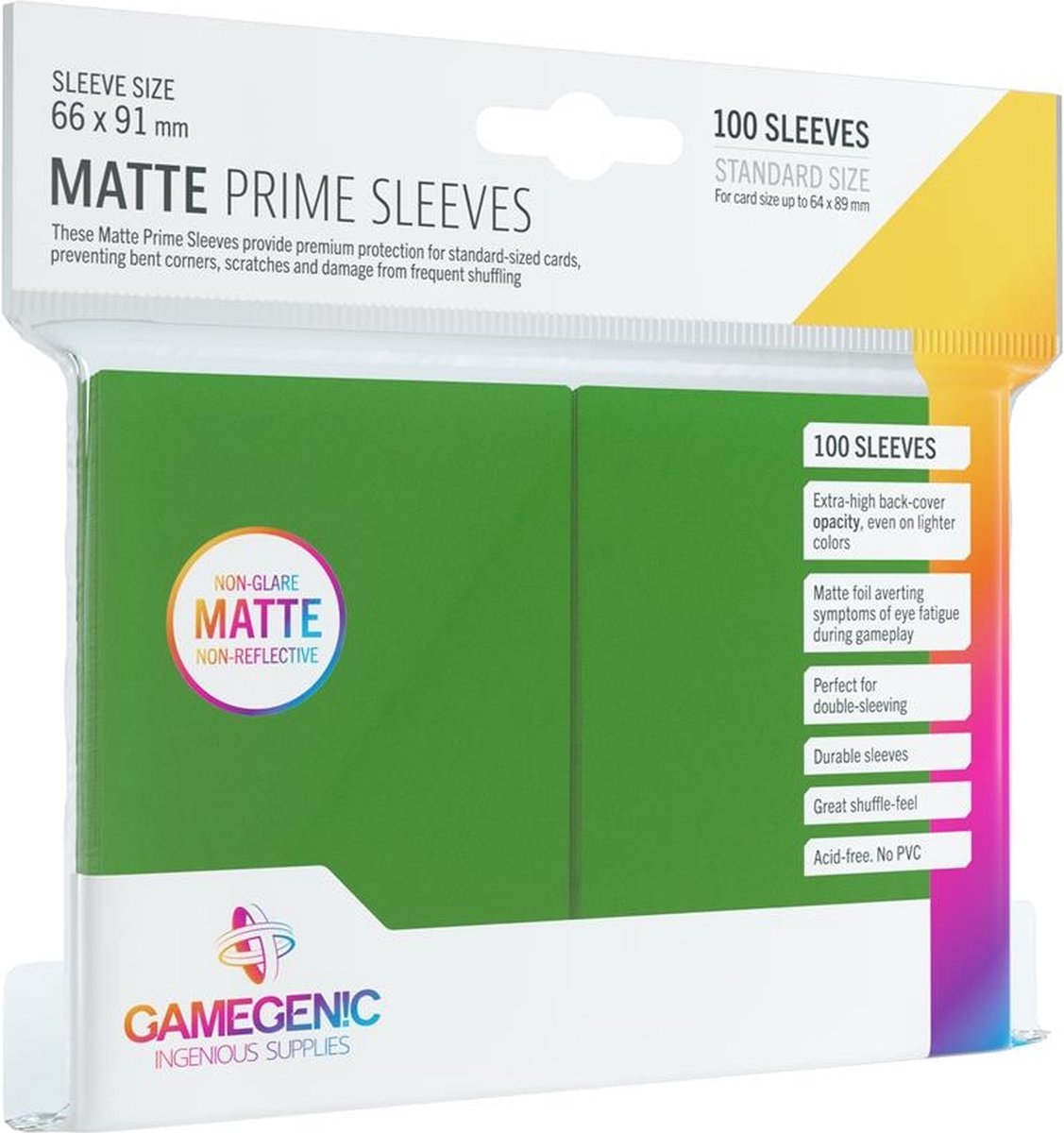 Gamegenic matowe rękawy prime zielone (100)