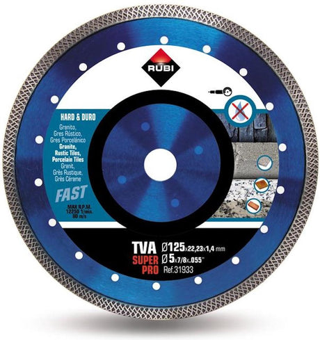 Rubi tva superpro - tarcza diamentowa - 125mm - krawędź turbo viper - do cięcia na sucho