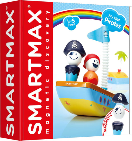 Smartmax moi pierwsi piraci - magnetyczny zestaw piratów - zestaw do budowania w metalowej walizce - zabawki edukacyjne dla maluchów - od 1 roku