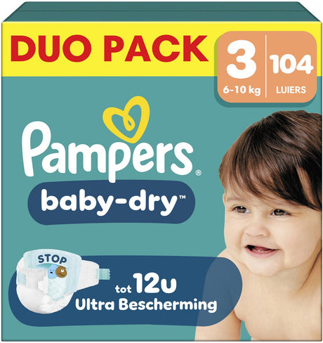 Pampers baby-dry rozmiar 3 - 104 pieluszki - 6kg-10kg - aż do 100% szczelności i komfortowa noc