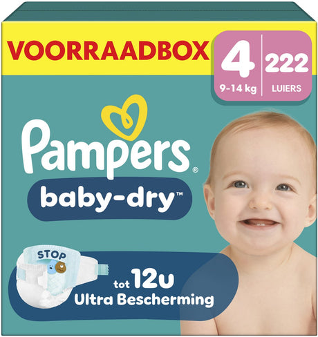 Pampers baby-dry rozmiar 4 - 222 pieluszki - 9kg-14kg - pudełko do przechowywania
