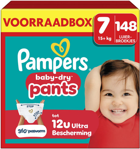 Pampers baby-dry spodnie rozm. 7 - 148 pieluchomajtek - 15kg+ - pojemnik do przechowywania