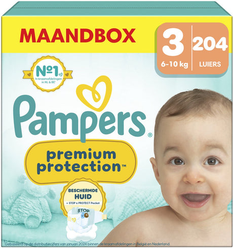 Pampers Premium Protection rozmiar 3, pieluchy x204, 6kg-10kg