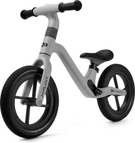 Rowerek biegowy Kinderkraft xploit - dla dzieci od 80 cm - regulowana kierownica i siodełko, koła PU i magnetyczne podnóżki - szary